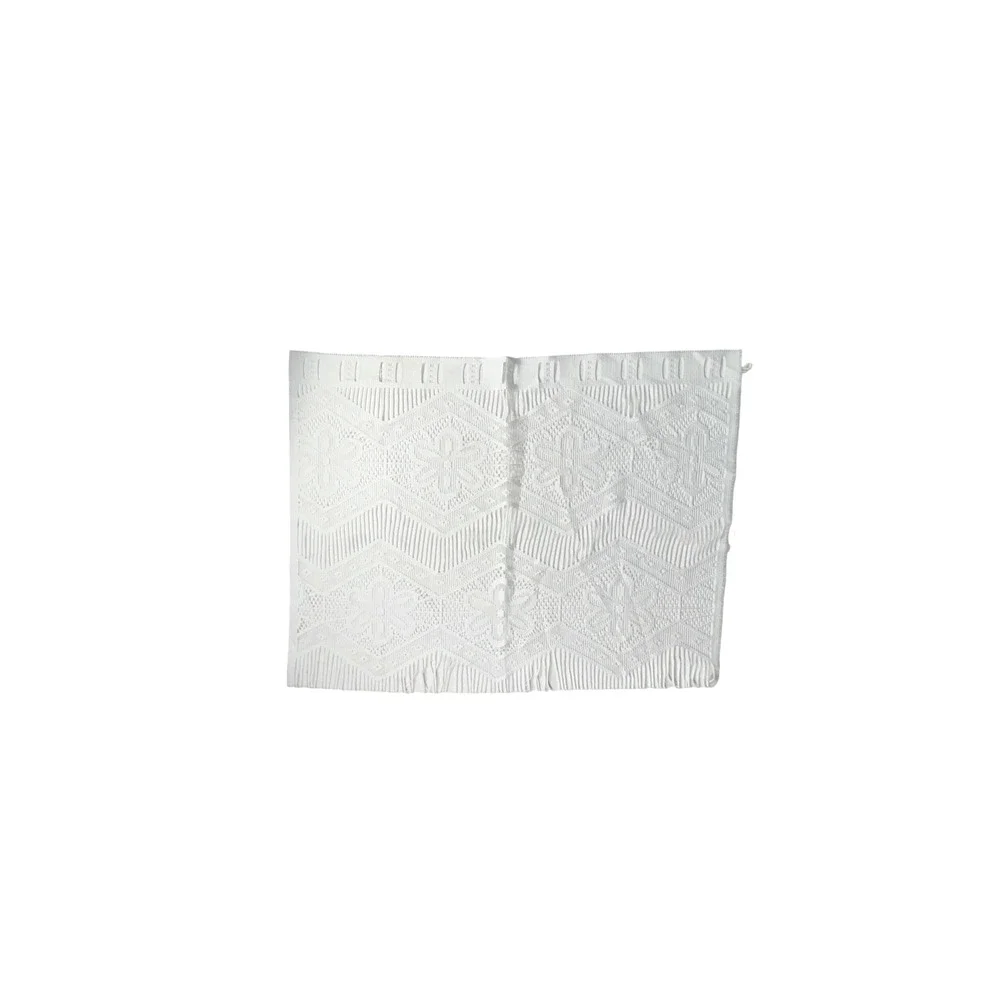 Set 4 Vintage Lace Valances Short Curtains Panels White Sheer Fringe Trim Daisy
